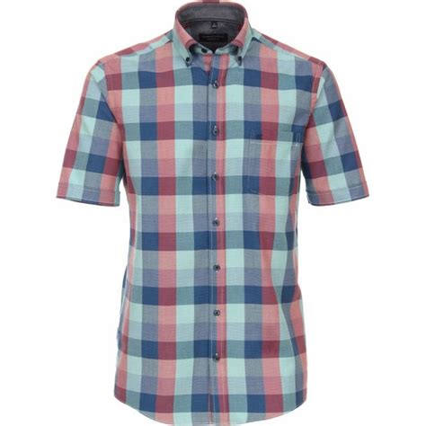 Casa Moda Mens Big Size Comfort Fit Cotton Short Sleeve Check Shirt