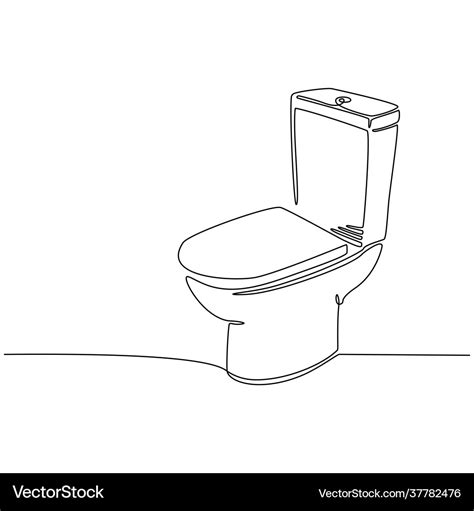 Continuous line drawing toilet design Royalty Free Vector