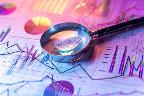 Premium Photo Business Charts Analysis Magnifying Glass