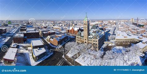 Lowell City Hall Aerial View, Massachusetts, USA Stock Image - Image of ...