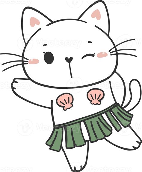 Cute Summer Funny Playful Kitten Cat In Sexy Bikini Swimsuit Cartoon