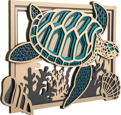 Doublefill 3d Sea Turtle Wall Decor Multilayer Blue Sea