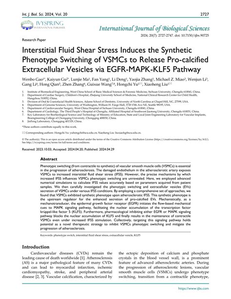 Pdf Interstitial Fluid Shear Stress Induces The Synthetic Phenotype