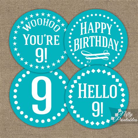 Happy 9th Birthday Cake Topper Printable Design Daritinha