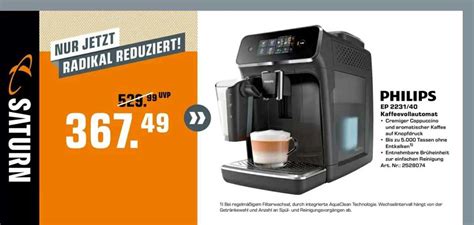 Philips EP 2231-40 Kaffeevollautomat Angebot bei Saturn - 1Prospekte.de