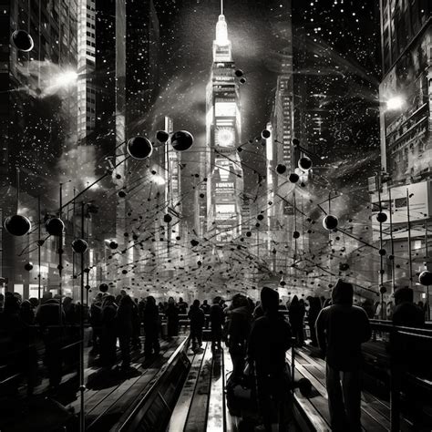 Premium AI Image | a black and white photo of a city at night