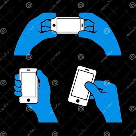 Set Of Hands Holding Smart Phone Vector Stock Vector Illustration Of