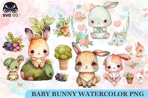 Bunny Baby Watercolor Clipart Bundle Graphic by SVG Go · Creative Fabrica