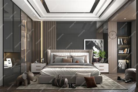 Premium Photo | 3d rendering modern luxury bedroom interior design
