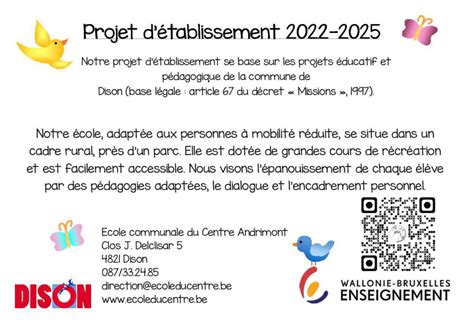 Notre projet détablissement Ecole du Centre Andrimont