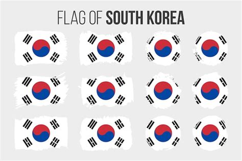 Premium Vector South Korea Flag Illustration Brush Stroke And Grunge