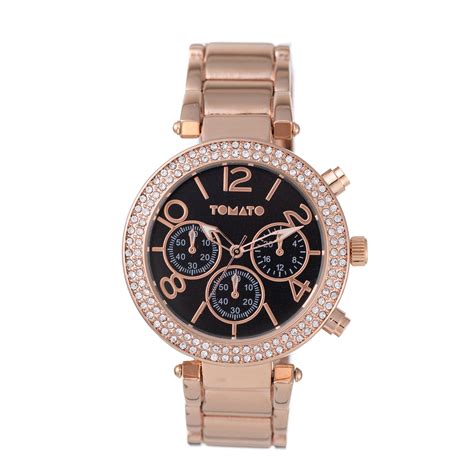 Tomato Rose Gold Blac Dial Metal Watch 3100173 Za