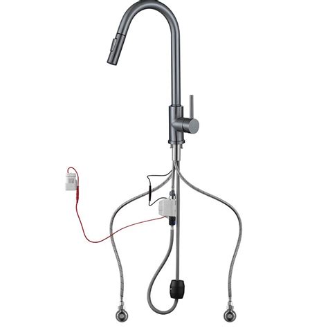 Touch 2 Modes Faucet Pull down Sprayer Bar Faucet 1-Handle Standard Kitchen Faucet - Clearhalo