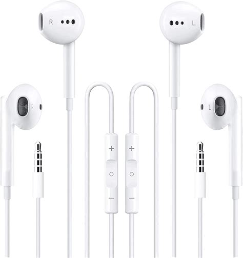 2 Packs Apple Wired Headphones Earbuds with Microphone,in-Ear Earphones