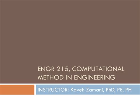 Numerical Methods Lecture Engr Computational Method In