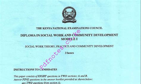 Knec Social Work Theory Practice Community Development Past Papers