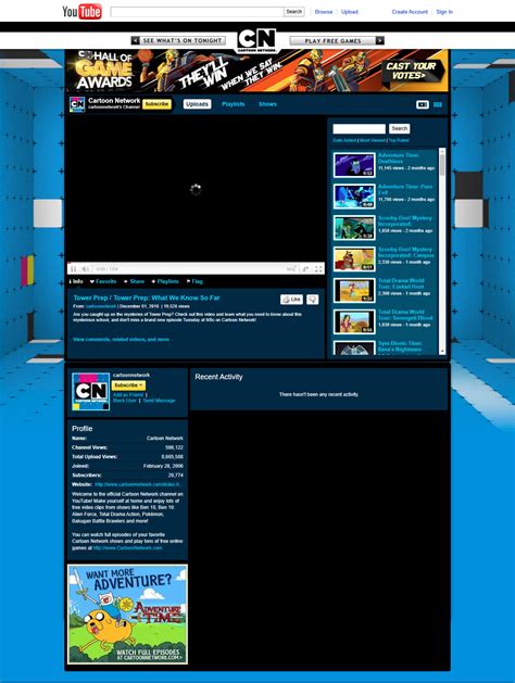 Cartoon Network YouTube Channel in 2010 - Web Design Museum
