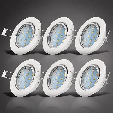 B K Licht Lot De 6 Spots LED Encastrables Orientables Blancs 6