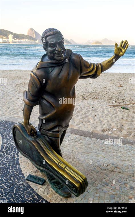 Sculpture or statue of Dorival Caymmi in Copacabana Beach in Rio de Janeiro, Brazil. This place ...