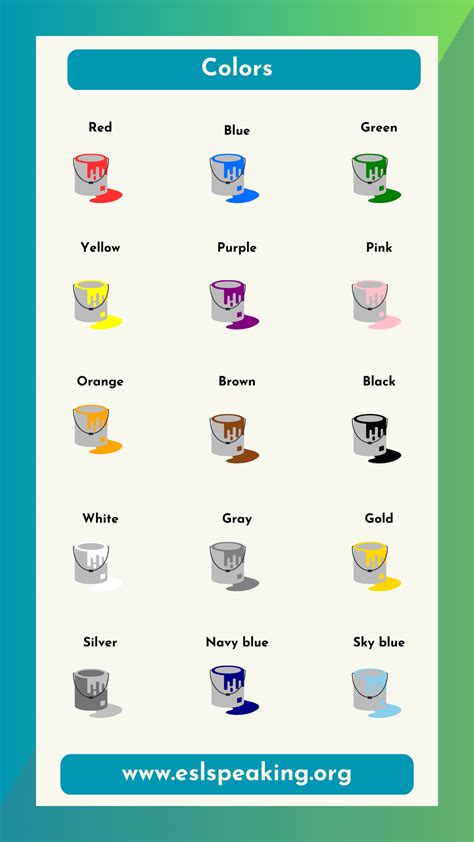 Color Names in English (with Pictures) | List of Basic Colours