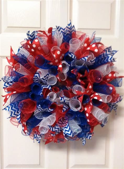 Patriotic Deco Mesh Wreath Labor Day Wreath Red White And Etsy Artofit