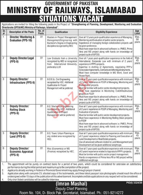 Ministry Of Railways Islamabad Jobs For Directors Job