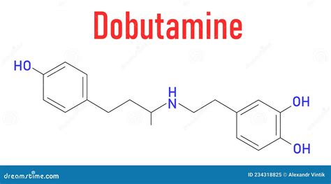 Dobutamine Sympathomimetic Drug Molecule Skeletal Formula Stock Vector