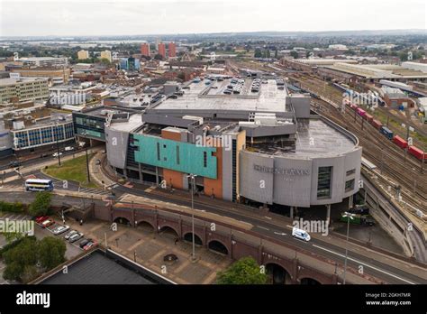 DONCASTER, UK - SPETEMBER 9, 2021. An aerial view of the exterior of ...