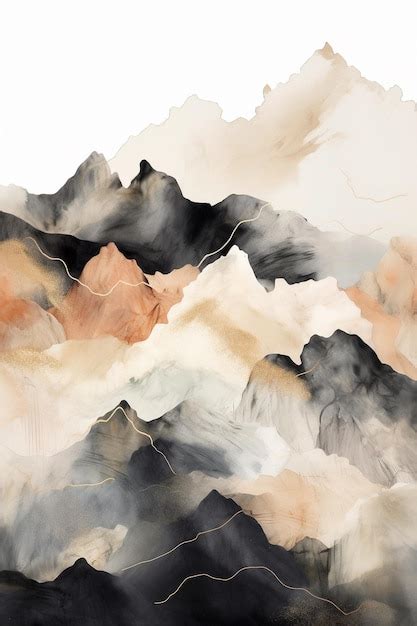 Premium Photo | Painting of mountains with clouds