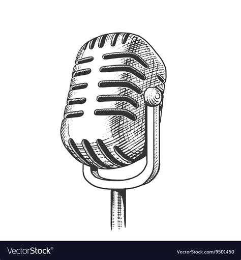 Vintage Microphone Hand Drawn Engraving Royalty Free Vector