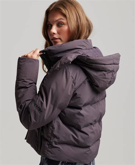 Womens Train Boxy Puffer Jacket In Purple Superdry