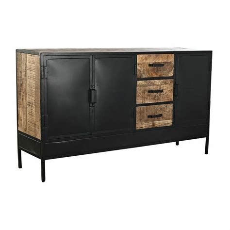 Buffet Thyann Marron Noir Métal Bois de manguier 160 x 40 x 90 cm