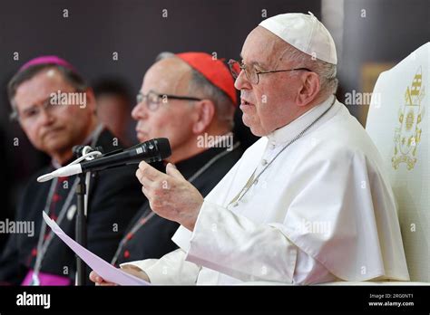 Lisbon Portugal Th Aug Pope Francis Meets With World