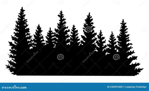 Fir Trees Silhouette Coniferous Spruce Horizontal Background Pattern