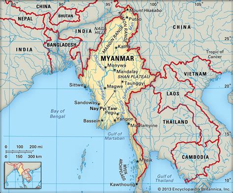 Myanmar Physical Map