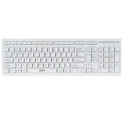 Teclado Oex Flat Padrão ABNT2 Slim USB TC 300 Branco KaBuM