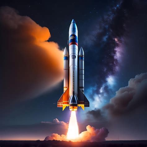 Premium AI Image Space Rocket Launch Into Space At Night NASA