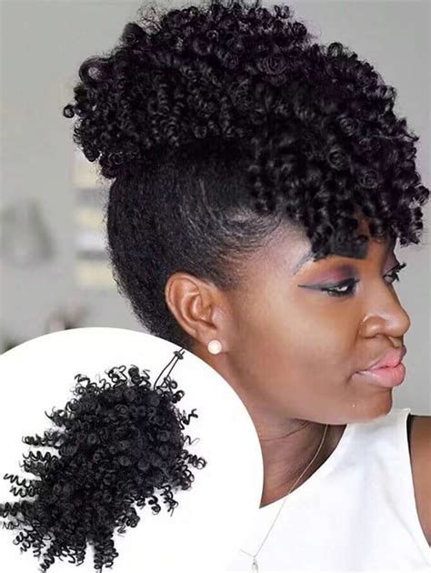 Afro Puff Drawstring Ponytail With S Kinky Curly Ponytail Bun With S