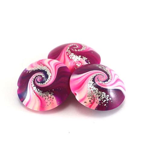 Focal Beads Polymer Clay Swirl Beads In Pink And White Etsy Focal