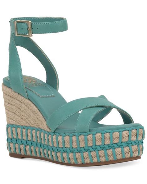 Vince Camuto Fettana Ankle Strap Espadrille Platform Wedge Sandals In