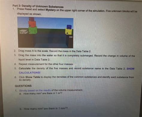 Solved Lab Worksheet Part Density Of Known Substances Chegg