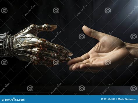 Handshake between Robot and Human. Stock Illustration - Illustration of ...