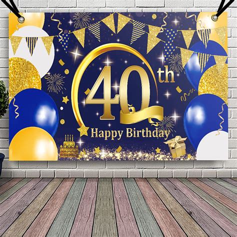 Buy Th Birthday Decoration Aperil Blue Gold Th Birthday Banner