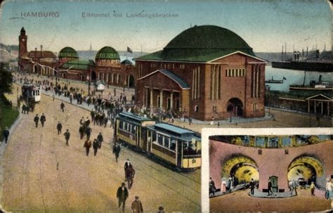 Ansichtskarte Postkarte Hamburg Altona Elbtunnel Mit Akpool De