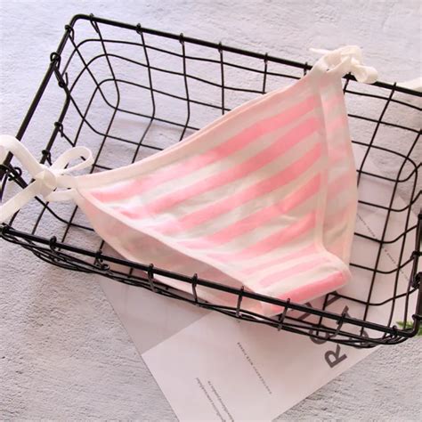 Japan Sexy Lingerie Lolita Kawaii Blue Pink White Striped Mini Bikini Adult Cosplay Women Bra