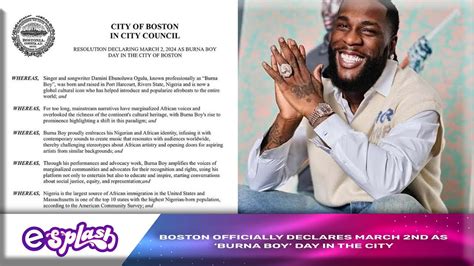 Boston Officially Declares March 2nd As ‘burna Boy Day In The City