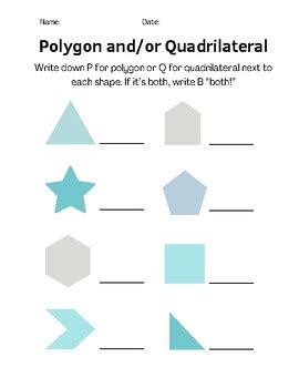 Polygon and Quadrilateral Introduction Worksheet by Jennifer Kim