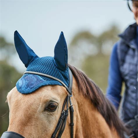 Weatherbeeta Prime Marble Shimmer Ear Bonnet Navygold Swirl Marble