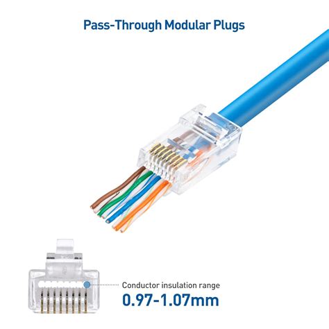 Cable Matters Paquete De 100 Conectores RJ45 De Paso Cat 6 Extremos De