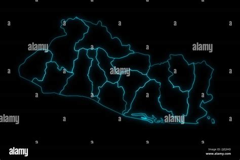 Abstract Map Outline Of El Salvador With Departments With Regions